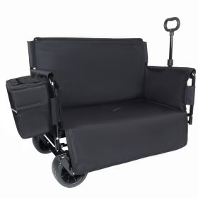 Folding Wagon Cart With Bench Seat 3-In-1 Includes 1 Ice Pack, 500Lbs Heavy-Duty Utility Wagon, 180L Capacity All-Terrain Wheels