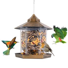 Hanging Outdoor Wild Bird Gazebo Feeder Large Capacity 6 Feeder Ports For Garden Patio Yard Park Weatherproof Easy To Refill