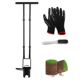 Gardening Bulb Transplanter Long Handle Tool 5 In 1 with Gloves Brush Serrated Base Dual Pedal Digging Holes To Plant Spring Flowers & Plants