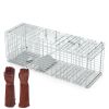 Humane Trap Cage Catch Release Live Animal Rodent Cage Collapsible Galvanized Wire with Gloves Cats Raccoons Beavers Groundhogs Foxes Armadillos