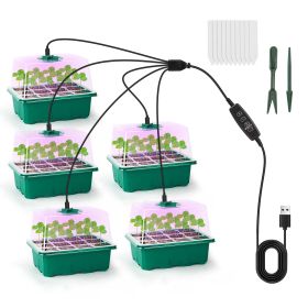 Seed Starter Tray With Grow Light Humidity Dome Germination Kit with 5Packs Seeds 5-Level Brightness 4 Timers For Indoor Greenhouse