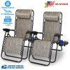 Foldable Zero Gravity Lounge Recliner Chair Dual Side Tray 330Lbs Load 2Pcs Stress Relief Pillow Patio Garage Backyard Lying Chair
