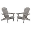 Outdoor Folding Hemlock Wood Adirondack Chairs With Pre-Assembled Backrest 2pcs 220 Lbs Capacity Patio Chairs Garden Backyard Porch Deck Fire