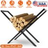 Firewood Log Rack 220Lbs Steel Wood Lumber Storage Stacking Rack X Shape Storage Holder For Fireplace Firepit