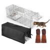 Folding Live Animal Trap Cage 31X12X11” With Waterproof Cover And Gloves Humane Easy To Catch & Release Trap Cats Raccoons Squirrels Skunks