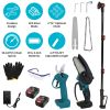 Cordless Pruning Shear And Electric Chainsaw 4 In 1 with Max 5.5Ft Extension Poles 4” 6” Pole Saw Brushless Pruning Shear With 2Pcs 3.0Ah Ba