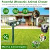 Solar Ultrasonic Animal Repeller Pir Sensor Animal Repellent Chaser With Flashing Light Ipx4 Waterproof For Chasing Deer Raccoon Squirrel Rat Skunk