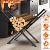 Firewood Log Rack 220Lbs Steel Wood Lumber Storage Stacking Rack X Shape Storage Holder For Fireplace Firepit