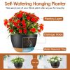 Hanging Planter With Drainage Holes Removable Self-Watering Tray 4Pcs 9.64In Diameter Plastic Hanging Flower Plant Pots For Indoor Outdoor