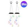 Solar Moon & Star 7 Color Changing Outside Wind Chimes 2Pack Ipx4 Waterproof Outdoor Garden Yard Decor Porch