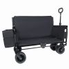 Folding Wagon Cart With Bench Seat 3-In-1 Includes 1 Ice Pack, 500Lbs Heavy-Duty Utility Wagon, 180L Capacity All-Terrain Wheels