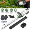 Cordless Rechargeable Hedge Bush Grass Shrub Trimmer 20in 21V with Dual-Action Blades 0.6In Cutting Diameter Safety Lock
