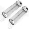 Portable Bbq Rolling Round Basket Stainless Steel Grill Mesh 2Pcs 3.42X11.61In Net Tube With Removable Cover Backyard Porch Garage