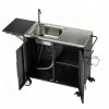 Outdoor Grill Cart With Storage Outdoor Grill Table With Sink Wheels Fold-Down Side Table For Patio Backyard Bbq