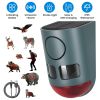 Ultrasonic Solar Motion Activated Animal Repeller 3-In-1 with Ultrasonic Sound Alarm Strobe Light 4 Modes Ip55 Waterproof to remove Varmints