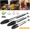 Tongs Stainless Steel Locking Food Tongs 3Pcs with Silicon Tips Bpa Free Non-Stick Bbq Cooking Grilling Locking Food Tongs High Heat Resistant