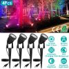 Color Changing Stake Landscape Lights 4Pcs Ip65 Waterproof Led with Remote Control 16 Color Dynamic Lights Lawn, Backyard, Pathway, and Garden