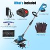 Battery Powered Tiller 800W 21V Cultivator 3.0Ah With 8.66" Width 6.69" Depth Manganese Steel Tines For Soil Cultivation Weeding Garden Lawn