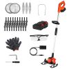 Cordless Grass Trimmer With Wheels 2Pcs 3.0Ah Batteries Rechargeable 3 Types Of Blades Head Angle Adjustable Lightweight