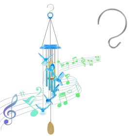 Solar Hummingbird Wind Chime With Aluminum Tubes 7 Color Changing Wind Chime For Outside Ip44 Waterproof Outdoor Garden Yard Decor