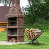 Firewood Log Rack 220Lbs Steel Wood Lumber Storage Stacking Rack X Shape Storage Holder For Fireplace Firepit