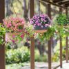 Hanging Planter With Drainage Holes Removable Self-Watering Tray 4Pcs 9.64In Diameter Plastic Hanging Flower Plant Pots For Indoor Outdoor