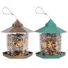 Hanging Outdoor Wild Bird Gazebo Feeder Large Capacity 6 Feeder Ports For Garden Patio Yard Park Weatherproof Easy To Refill