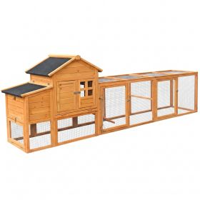 Large Chicken Coop With Run Nest Box And Removable Tray, Hen House For 4-6 Chickens, Outdoor Weatherproof