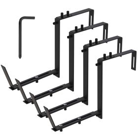 Planter Box Brackets Adjustable 4Pcs Flower Box Holders Window Boxes Planters Hooks No Drill Railing Planter Mounts For Windowsills Gardens Fences