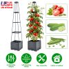 2Pack Raised Garden Bed Boxes With Trellis 56" Tomato Self-Watering Planter Box Indoor Outdoor With 4 Adjustable Heights 10 Clips 65Ft Ties For Climbi