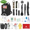 Emergency Survival Kit Survival Gear Equipment & First Aid Supplies Kit 47Pcs For Hunting Camping Outdoor Adventure Gardening ETC.