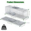 Live Animal Trap Cage 27X7.5X8In Folding Catch And Release Steel Humane Cat Trap For Racoons Stray Cats Rabbits Beavers Hedgehogs Chipmunk Small Anima