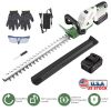 Cordless Rechargeable Hedge Bush Grass Shrub Trimmer 20in 21V with Dual-Action Blades 0.6In Cutting Diameter Safety Lock