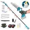2-In-1 Cordless Pole Saw Mini Chainsaw with Extension Pole 21V Battery 8” Electric Brushless Pole Chainsaw With Auto Oiler Safety Switch 6.4Lbs
