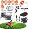 Cordless Grass Trimmer With Wheels 2Pcs 3.0Ah Batteries Rechargeable 3 Types Of Blades Head Angle Adjustable Lightweight