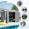 Outdoor Storage Shed With Floor Lockable Garden Shed With 2 Windows Ventilation & Sloped Roof Weather-Resistant For Garden Tools Lawn Equip