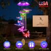 Solar Butterfly Wind Chime With Aluminum Tubes 7 Color Changing Wind Chime For Outside Ip44 Waterproof Outdoor Garden Yard Decor