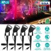 Color Changing Stake Landscape Lights 4Pcs Ip65 Waterproof Led with Remote Control 16 Color Dynamic Lights Lawn, Backyard, Pathway, and Garden