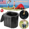 Portable Foldable Emergency Toilet Porta Potty For Car Travel Camping Boating Hiking Emergencies Outside Cleanable with Lid Carry Bag Garbage Bags