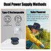 Outdoor Wide Brim Sun Hat With 2 Rechargeable Fans Solar Powered 3 Wind Speeds Upf50+ Breathable Waterproof Nylon Mesh Hat For Gardening Yard Work