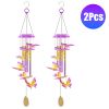 Solar Butterfly Wind Chime With Aluminum Tubes 7 Color Changing Wind Chime For Outside Ip44 Waterproof Outdoor Garden Yard Decor