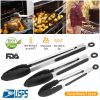 Tongs Stainless Steel Locking Food Tongs 3Pcs with Silicon Tips Bpa Free Non-Stick Bbq Cooking Grilling Locking Food Tongs High Heat Resistant