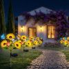 Solar Sunflower Lights Outdoor Waterproof Warm White Lights With 2 Lighting Modes Ip44 Decorative Solar Flower Lights For Yard Patio Porch Garden