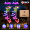 Solar Butterfly Wind Chime With Aluminum Tubes 7 Color Changing Wind Chime For Outside Ip44 Waterproof Outdoor Garden Yard Decor