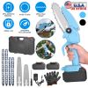 Mini Chainsaw Portable Handheld Cordless Small Chain Saw Battery Powered With 2Pcs 2200Mah Rechargeable Batteries 4In/6In Chains For Pruning