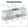 Live Animal Trap Cage 27X7.5X8In Folding Catch And Release Steel Humane Cat Trap For Racoons Stray Cats Rabbits Beavers Hedgehogs Chipmunk Small Anima