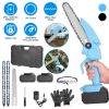 Mini Chainsaw Portable Handheld Cordless Small Chain Saw Battery Powered With 2Pcs 1200Mah Rechargeable Batteries 8In Chains Gloves Goggles