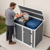 Resin Outdoor Horizontal Storage Shed With Hydraulic Lid & Ramp Lockable Cabinet 4.6X2.4 Ft Garden Tools Firewood Outdoor Supplies & Pet Products