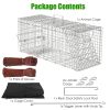 Humane Trap Cage With Waterproof Cover Gloves Catch Release Live Animal Rodent Cage Collapsible Galvanized Wire For Raccoons Beavers Groundhogs