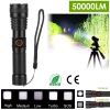 Tactical Led Flashlight Zoomable Rechargeable Search Light Torch 50000Lm 5Modes Night Light For Night Walking Adventures